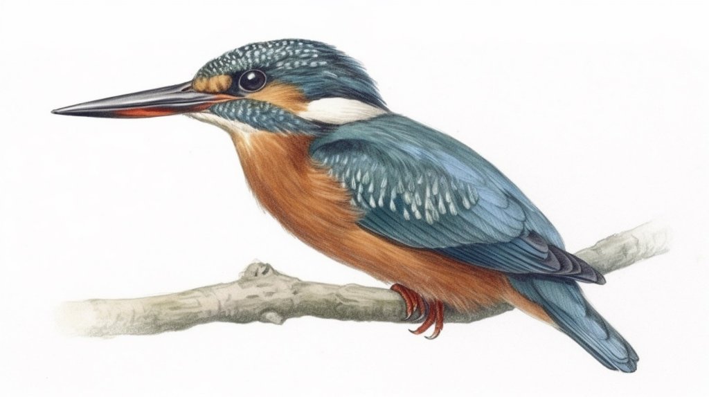 Zeichnung Eisvogel Alcedo atthis